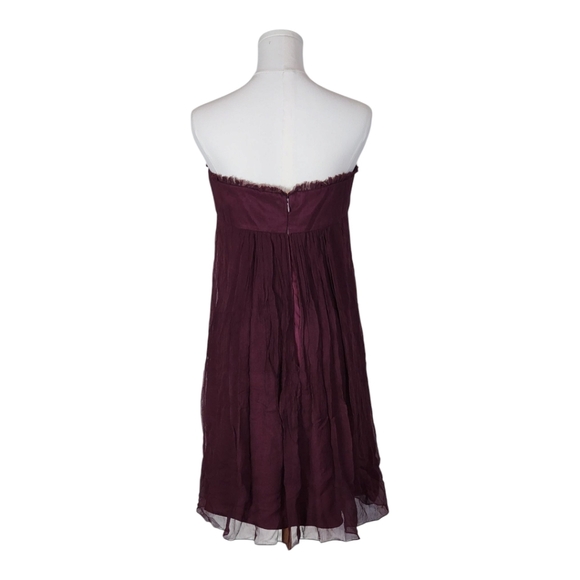 BCBGMAXAZRIA 100% Silk Strapless Burgundy Dress Beaded Empire Waist Size 10 - Picture 4 of 10